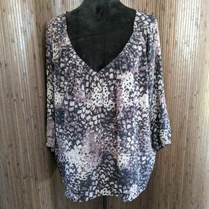 Rebecca Taylor, 100% Silk Purple Patterned Blouse, Size 4